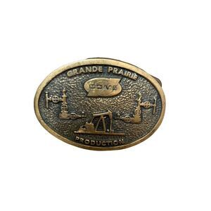 Vintage Oil Field Industry Collectible grande Praire dome‎ belt buckle